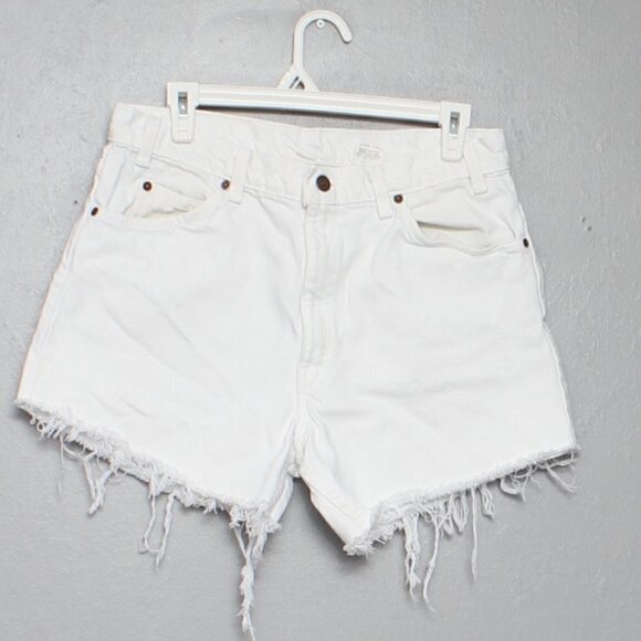 Levi's Pants - Levi’s vintage orange tab 550 relax fit white rigid denim diy cut off mom short